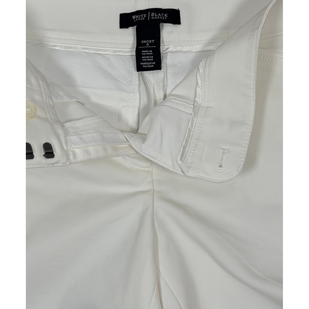 White House Black Market White Stretch Cotton Blend Shorts Size 0 - Picture 7 of 16